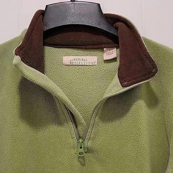 Natural Reflections Long Sleeve Quarter Zip Green Fleece Size Large - Picture 3 of 6